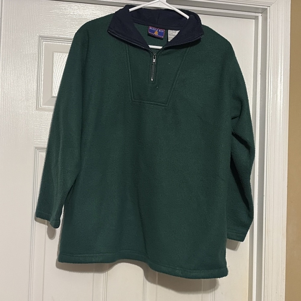 VTG Bugle Boy Quarter Zip Sweater, Green Snow Fleece, Men's Sweater Size Small